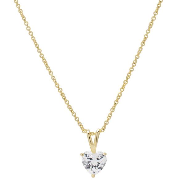 Gianni Argento Gold Lab White Sapphire Heart Pendant Necklace