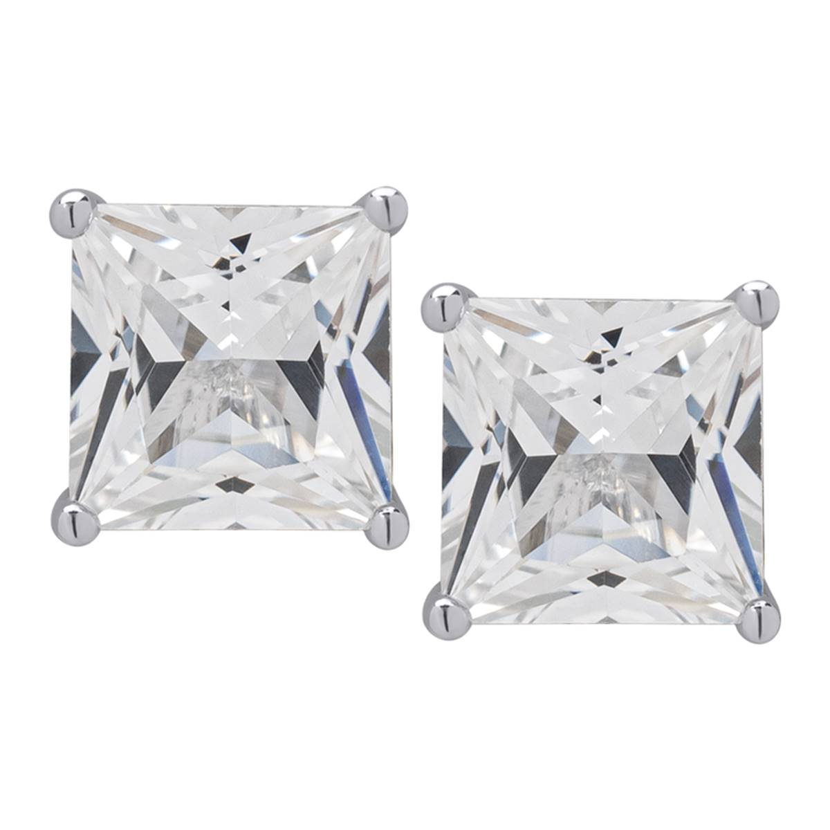 Gianni Argento Sterling Silver Lab White Sapphire Stud Earrings