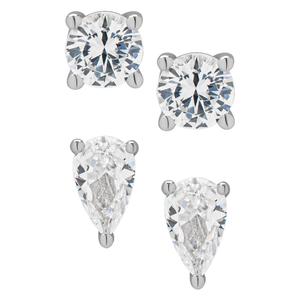 Gianni Argento Sterling Silver Round & Pear 2pr. Earrings Set