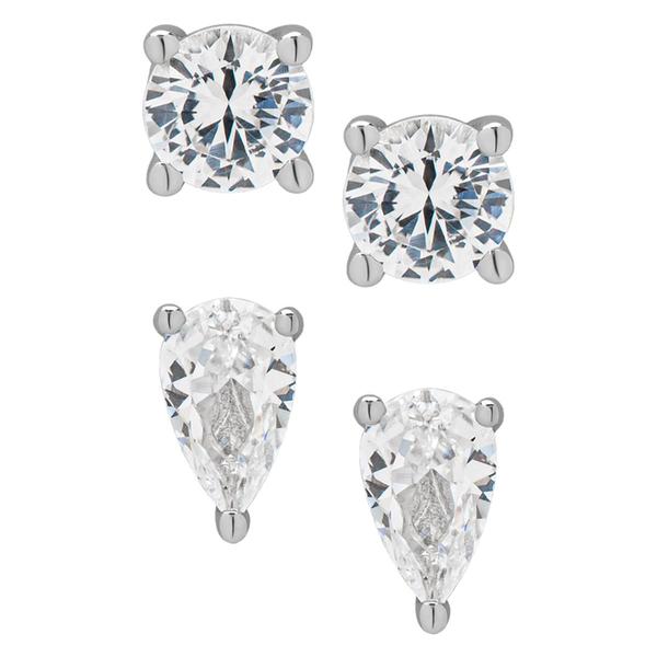 Gianni Argento Sterling Silver Round & Pear 2pr. Earrings Set