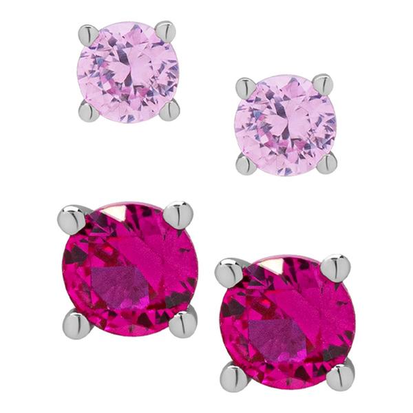 Gianni Argento Sterling Silver Lab Sapphire & Ruby Earrings Set