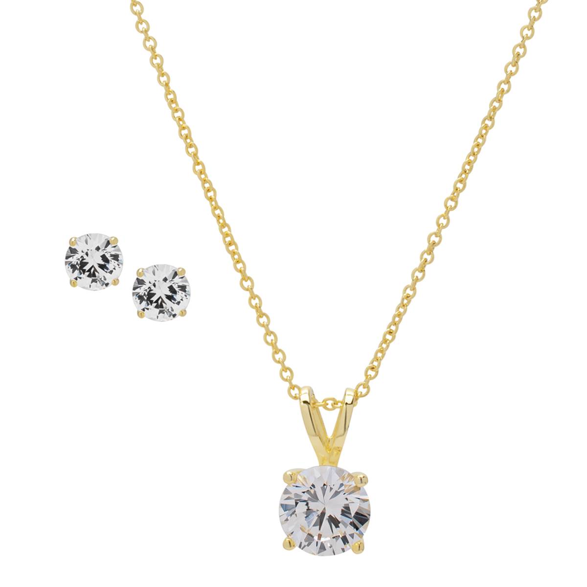 Gianni Argento Lab Grown White Sapphire Necklace & Earrings Set