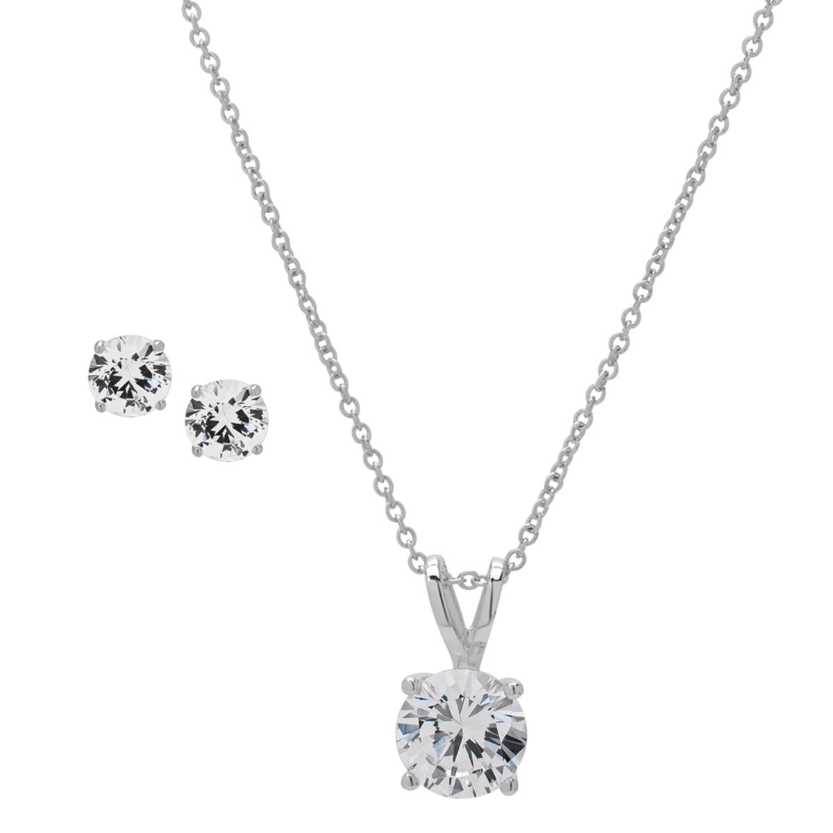 Gianni Argento Lab Grown White Sapphire Earrings & Necklace Set