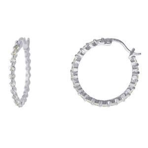 Gianni Argento Lab White Sapphire Inside-Out Hoop Earrings
