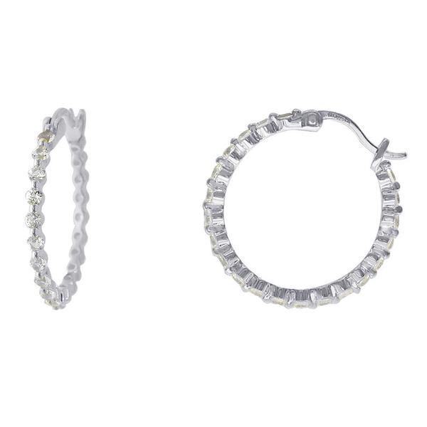 Gianni Argento Lab White Sapphire Inside-Out Hoop Earrings