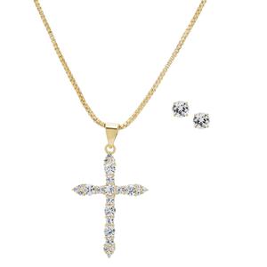 Gianni Argento Lab White Sapphire Cross & Stud Earring Set alternate view