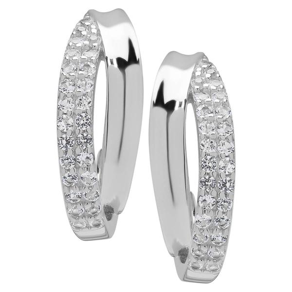 Gianni Argento Sterling Silver Double Row Half Hoop Earrings