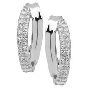 Gianni Argento Sterling Silver Double Row Half Hoop Earrings