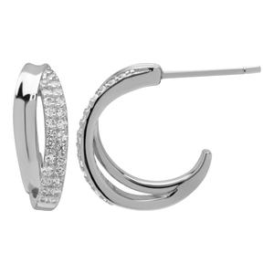 Gianni Argento Sterling Silver Double Row Half Hoop Earrings alternate view