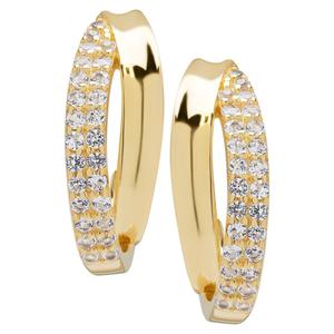 Gianni Argento Yellow Gold Plated Double Row Half Hoop Earrings