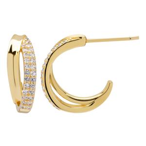 Gianni Argento Yellow Gold Plated Double Row Half Hoop Earrings alternate view