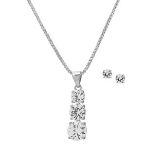 Gianni Argento Lab White Sapphire Halo Pendant & Earring Set