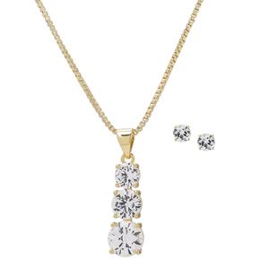 Gianni Argento Lab Grown White Sapphire Halo Pendant & Earrings
