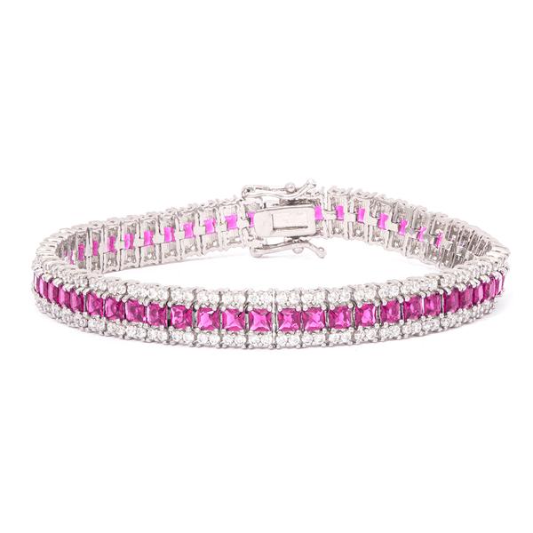 Gianni Argento Lab Pink Sapphire Line Tennis Bracelet
