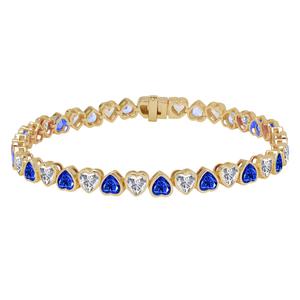 Gianni Argento Gold Plated Lab Sapphire Heart Bezel Bracelet