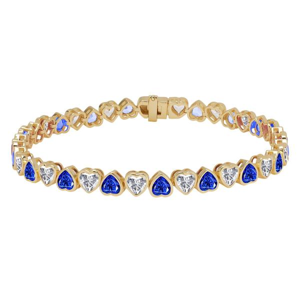 Gianni Argento Gold Plated Lab Sapphire Heart Bezel Bracelet