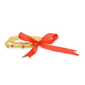 Gianni Argento Gold Plated & Lab Grown Ruby Bangle Bracelet Set