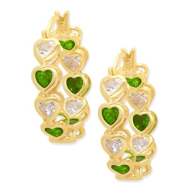 Gianni Argento Lab Emerald Heart Inside Out Hoop Earrings
