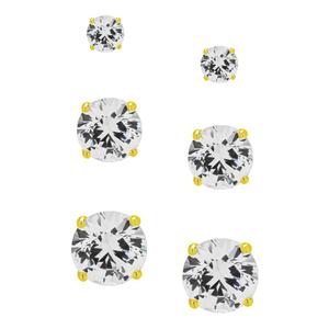 Gianni Argento Lab Grown White Sapphire 3pr. Round Stud Earrings