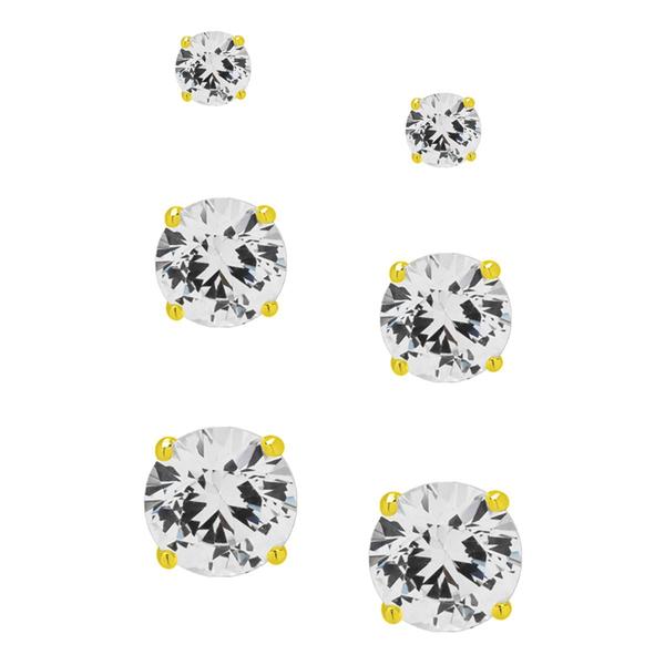 Gianni Argento Lab Grown White Sapphire 3pr. Round Stud Earrings