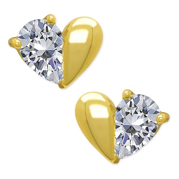 Gianni Argento Lab Grown White Sapphire Half Heart Stud Earrings