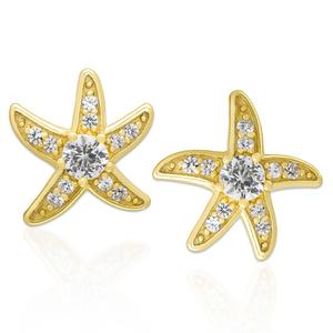 Gianni Argento Starfish Gold & Lab-Grown White Sapphire Earrings