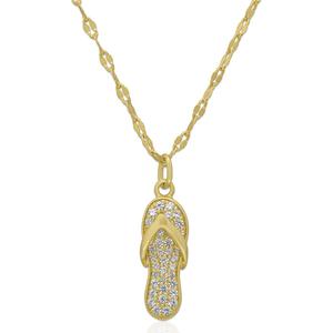 Gianni Argento Lab Grown White Sapphire Flip Flop Pendant