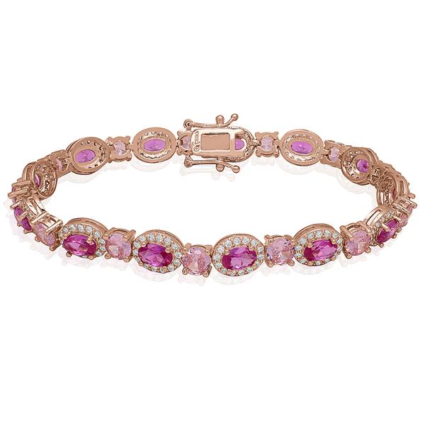 Gianni Argento Halo Lab-Grown Pink Sapphire Bracelet