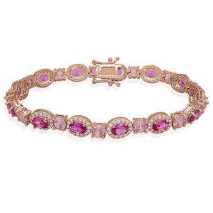 Gianni Argento Halo Lab-Grown Pink Sapphire Bracelet