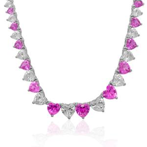 Gianni Argento Lab Grown Pink Sapphire Graduated Heart Necklace