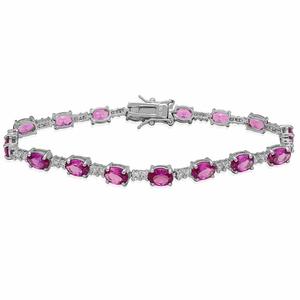 Gianni Argento Silver Plated Lab-Grown Pink Sapphire Bracelet