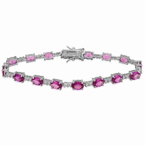 Gianni Argento Silver Plated Lab-Grown Pink Sapphire Bracelet