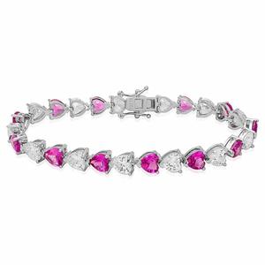 Gianni Argento Lab-Grown Pink Sapphire Heart Bracelet
