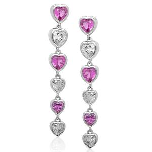 Gianni Argento Bezel Heart Lab Grown Sapphire Drop Earrings