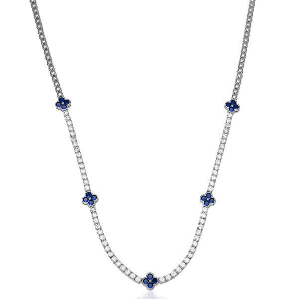Gianni Argento Lab-Grown Sapphire Round And Clover Necklace