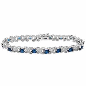 Gianni Argento Fine Silver Plated Lab Grown Sapphire XO Bracelet