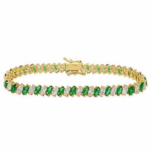 Gianni Argento Gold-Plated Lab-Grown Emerald Link Bracelet