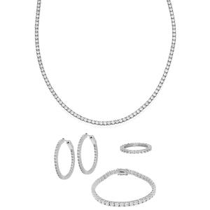 Gianni Argento Silver Plated Lab Grown Sapphire 4pc. Tennis Set