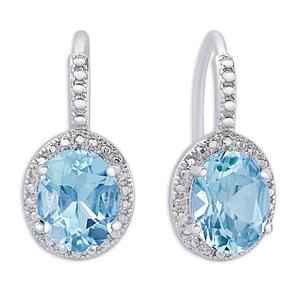 Gianni Argento Sterling Silver Blue Topaz Leverback Drop Earrings