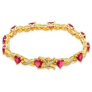 Gianni Argento Gold-Plated & Lab-Grown Ruby X & Heart Bracelet