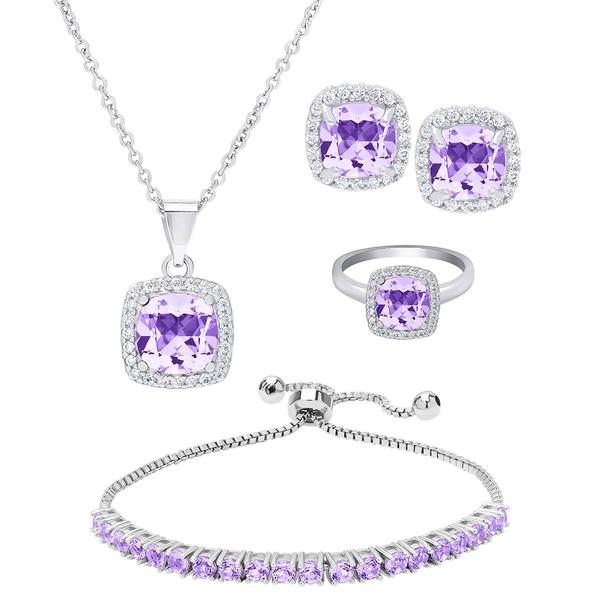 Gianni Argento 4pc. Silver-Plated & Amethyst Cushion-Cut Set
