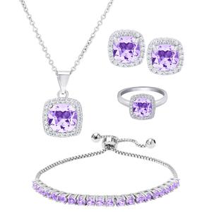 Gianni Argento 4pc. Silver-Plated & Amethyst Cushion-Cut Set