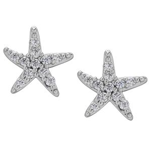 Gianni Argento Starfish Lab Grown White Sapphire Stud Earrings