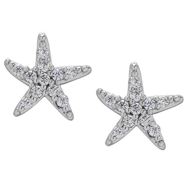 Gianni Argento Starfish Lab Grown White Sapphire Stud Earrings