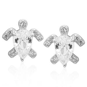 Gianni Argento Turtle Stud Lab Grown White Sapphire Earrings
