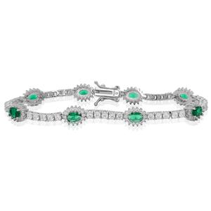 Gianni Argento Silver-Plated Lab-Grown Emerald Lady Di Bracelet