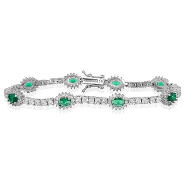 Gianni Argento Silver-Plated Lab-Grown Emerald Lady Di Bracelet