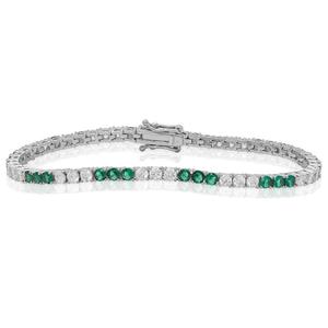 Gianni Argento Silver-Plated Lab-Grown Emerald Tennis Bracelet