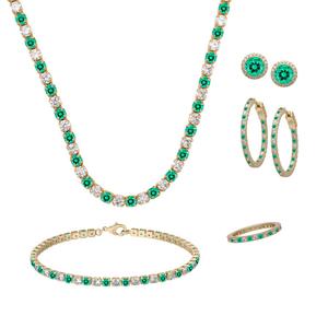 Gianni Argento 5pc. Gold Plated & Lab Grown Emerald Jewelry Set