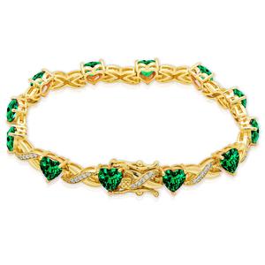 Gianni Argento Lab-Grown Emerald Infinity Heart & X Bracelet